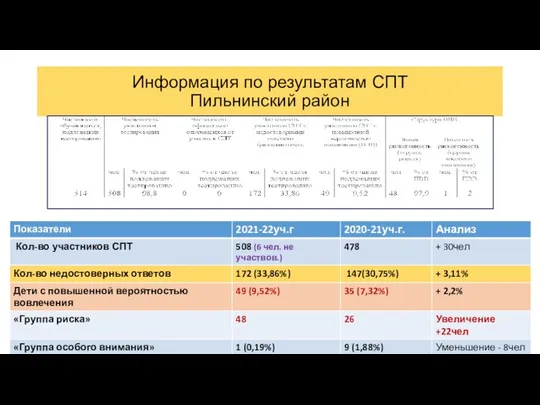 Информация по результатам СПТ Пильнинский район