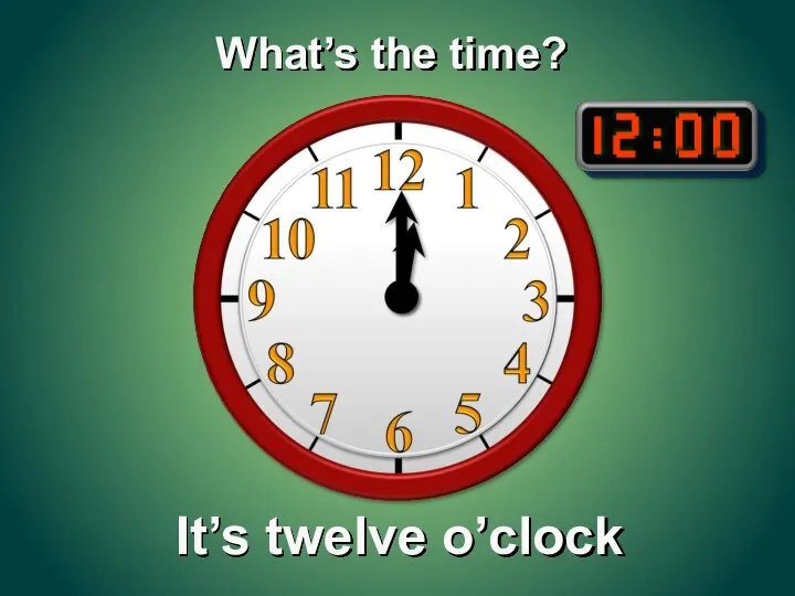 It’s twelve o’clock What’s the time?