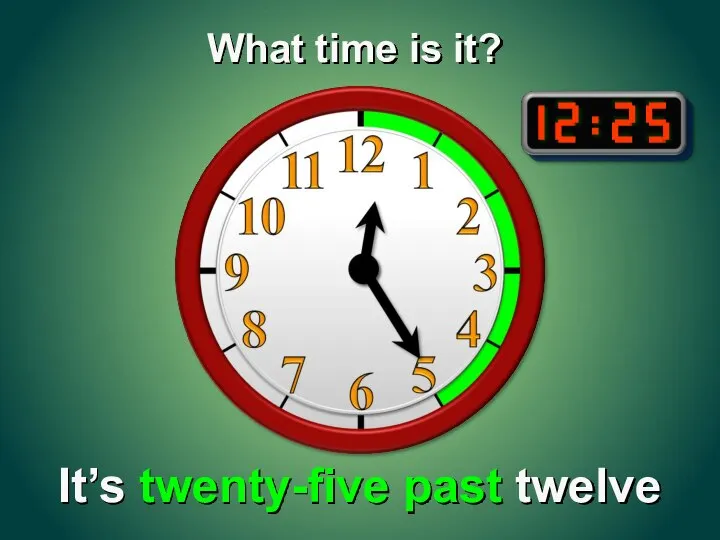 It’s twenty-five past twelve What time is it?