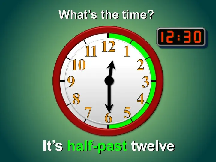 It’s half-past twelve What’s the time?