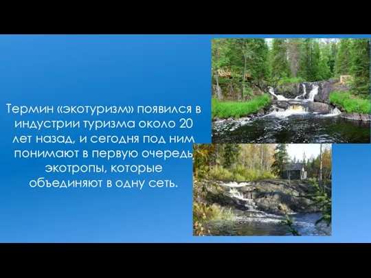 Термин «экотуризм» появился в индустрии туризма около 20 лет назад, и