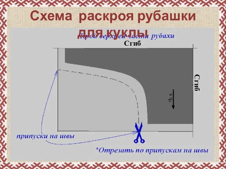 Схема раскроя рубашки для куклы Сгиб Сгиб