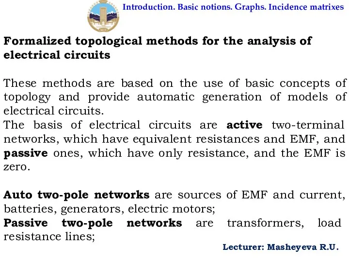 Formalized topological methods for the analysis of electrical circuits These methods