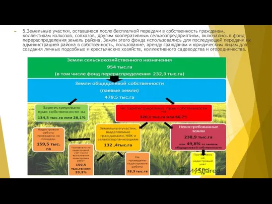 5.Земельные участки, оставшиеся после бесплатной передачи в собственность гражданам, коллективам колхозов,