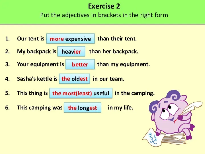 Exercise 2 Put the adjectives in brackets in the right form