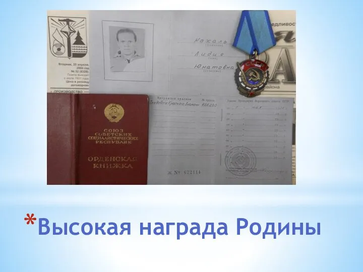 Высокая награда Родины