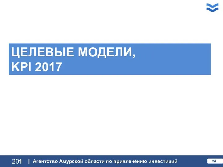 ЦЕЛЕВЫЕ МОДЕЛИ, KPI 2017 2017 Агентство Амурской области по привлечению инвестиций