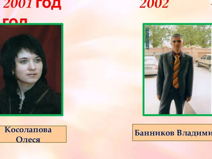 2001 год 2002 год Косолапова Олеся Банников Владимир