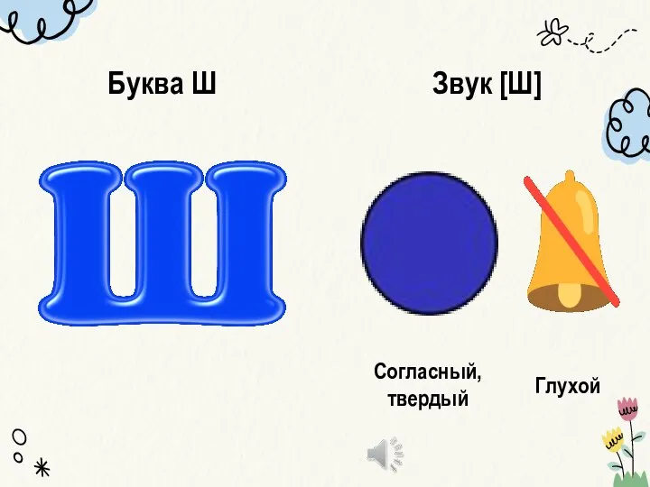 Согласный, твердый Глухой Звук [Ш] Буква Ш