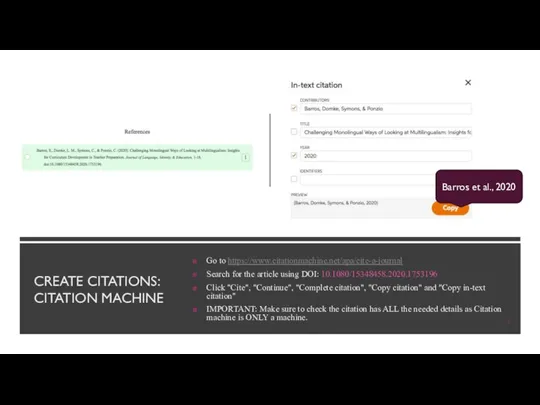 CREATE CITATIONS: CITATION MACHINE Go to https://www.citationmachine.net/apa/cite-a-journal Search for the article