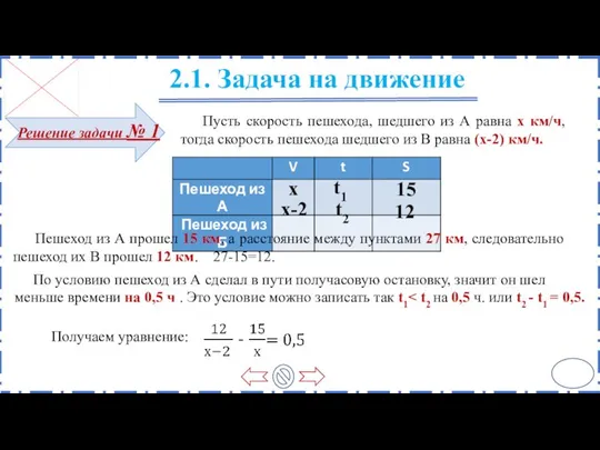 Пусть скорость пе­ше­хо­да, шед­ше­го из А равна х км/ч, тогда скорость