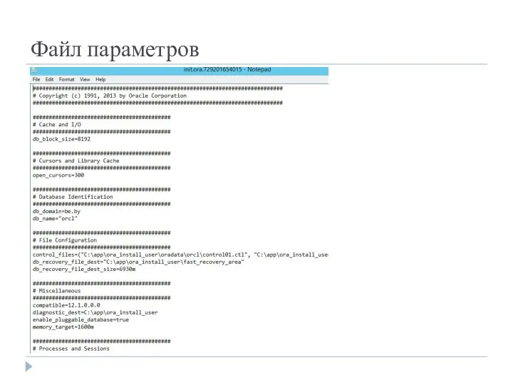 Файл параметров