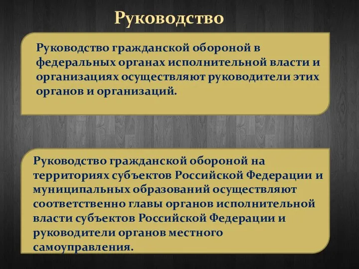 Руководство Руководство гражданской обороной в федеральных органах исполнительной власти и организациях