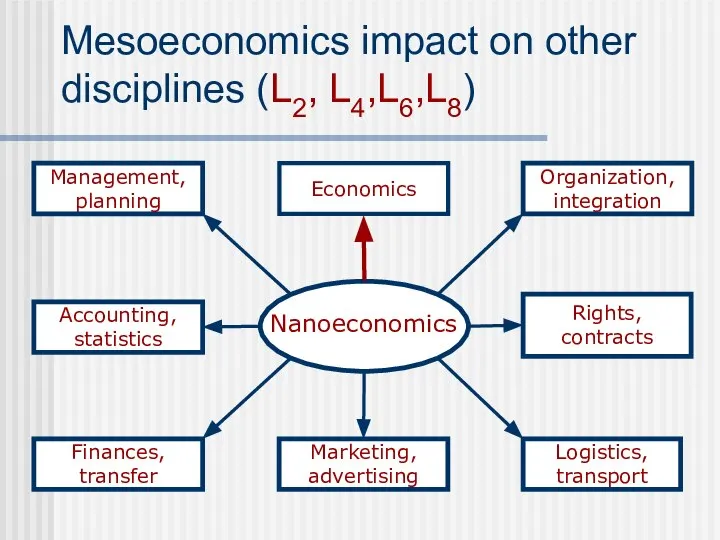 Mesoeconomics impact on other disciplines (L2, L4,L6,L8) Accounting, statistics Management, planning