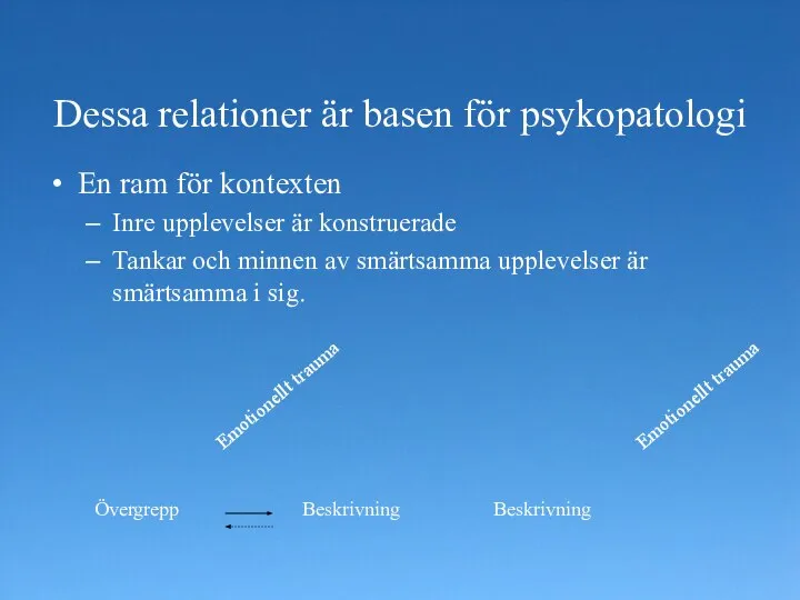 Dessa relationer är basen för psykopatologi En ram för kontexten Inre