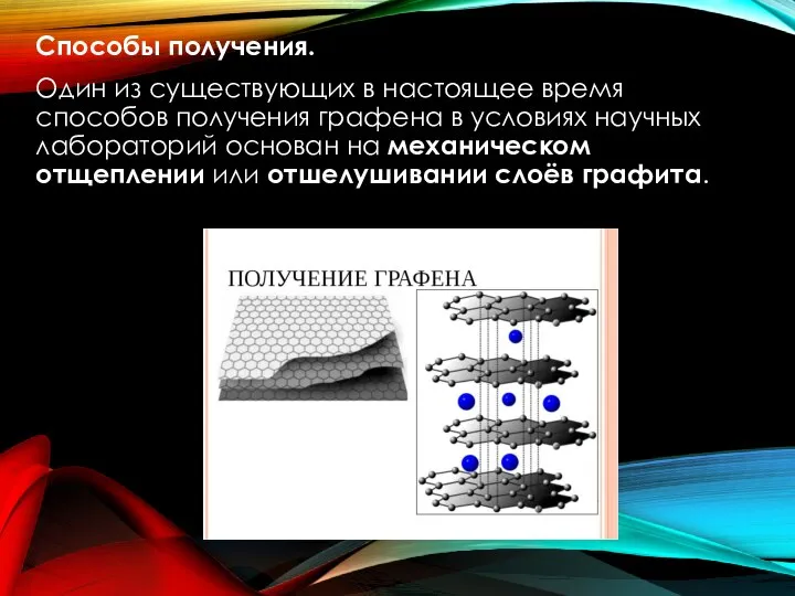 Способы получения. Один из существующих в настоящее время способов получения графена