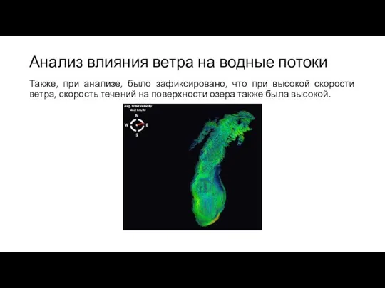 Анализ влияния ветра на водные потоки Также, при анализе, было зафиксировано,