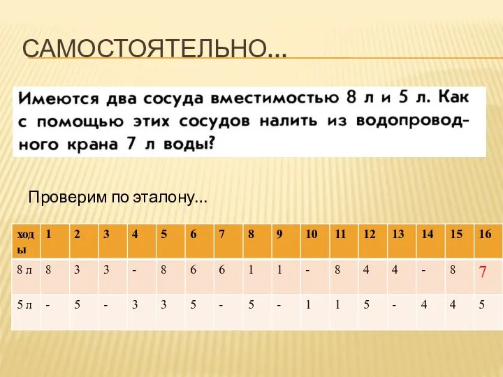 САМОСТОЯТЕЛЬНО… Проверим по эталону…