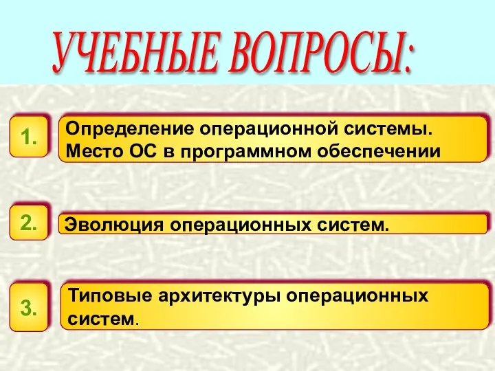 УЧЕБНЫЕ ВОПРОСЫ: