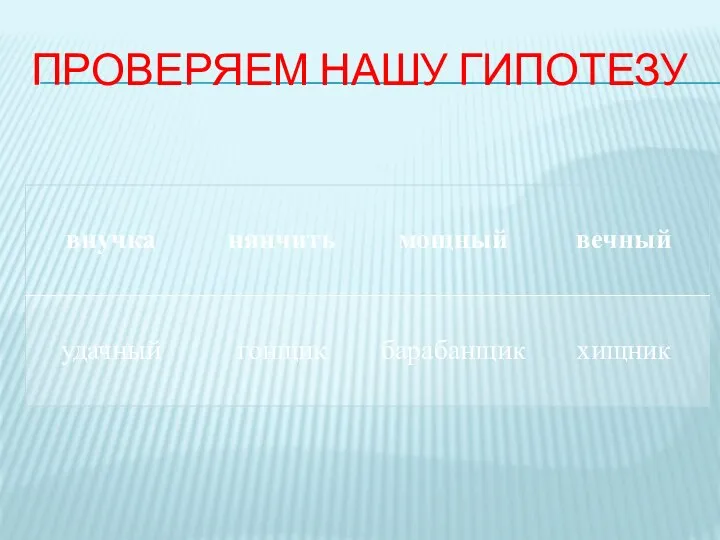 ПРОВЕРЯЕМ НАШУ ГИПОТЕЗУ