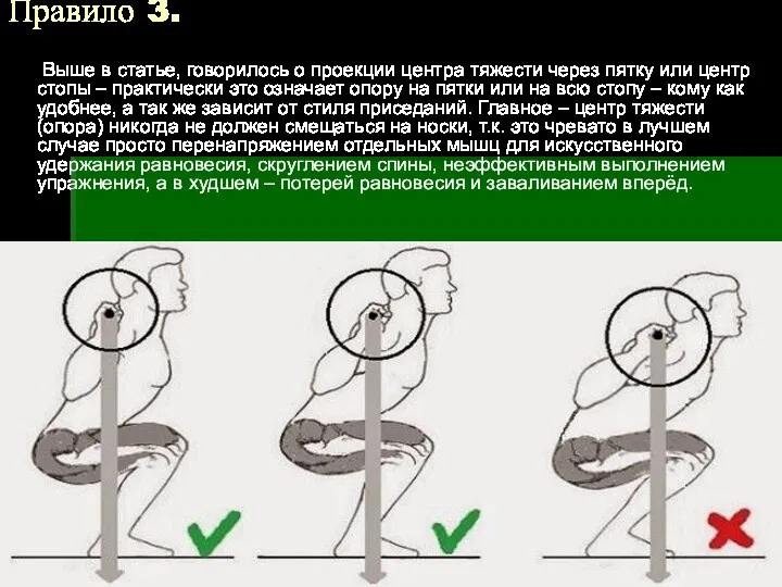 Правило 3. Выше в статье, говорилось о проекции центра тяжести через