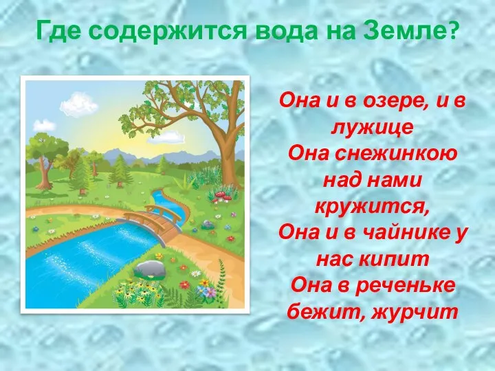 Где содержится вода на Земле? Она и в озере, и в