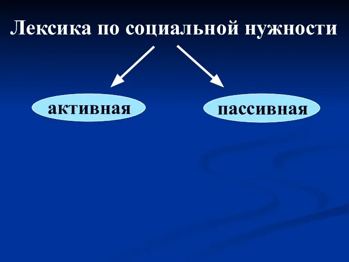 Лексика по социальной нужности активная пассивная