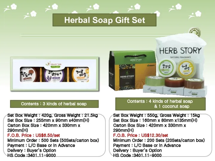 Herbal Soap Gift Set Contents : 4 kinds of herbal soap