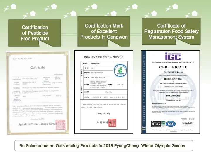 Be Selected as an Outstanding Products in 2018 PyungChang Winter Olympic