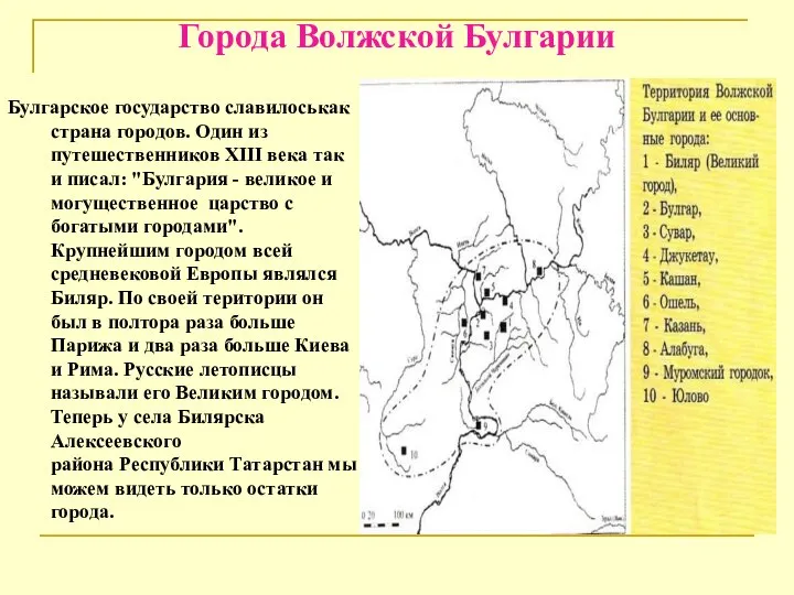 Города Волжской Булгарии Булгарское государство славилоськак страна городов. Один из путешественников