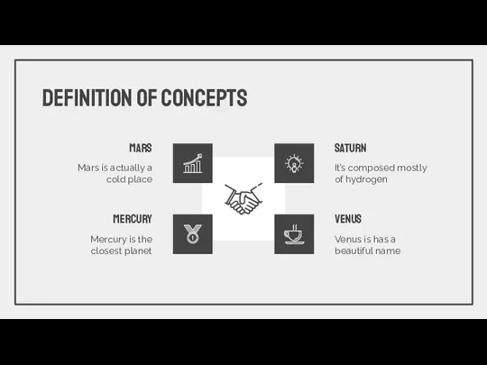 DEFINITION OF CONCEPTS MERCURY Mercury is the closest planet MARS Mars