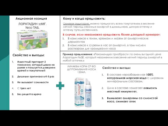 Акционная позиция Свойства и выгоды: Известный препарат 2 поколения, который давно