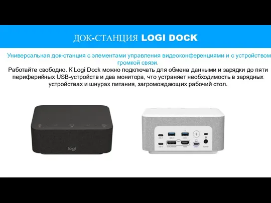 ДОК-СТАНЦИЯ LOGI DOCK Универсальная док-станция с элементами управления видеоконференциями и с