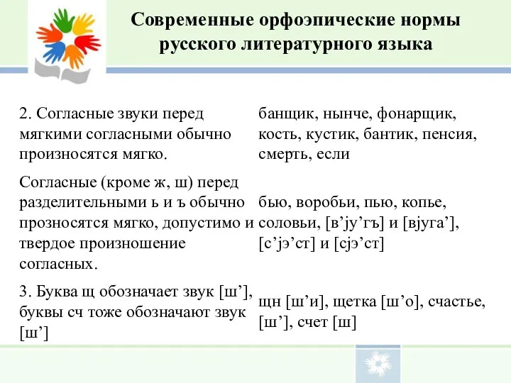 Современные орфоэпические нормы русского литературного языка