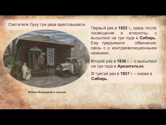 Святителя Луку три раза арестовывали. Войно-Ясенецкий в ссылке Первый раз в