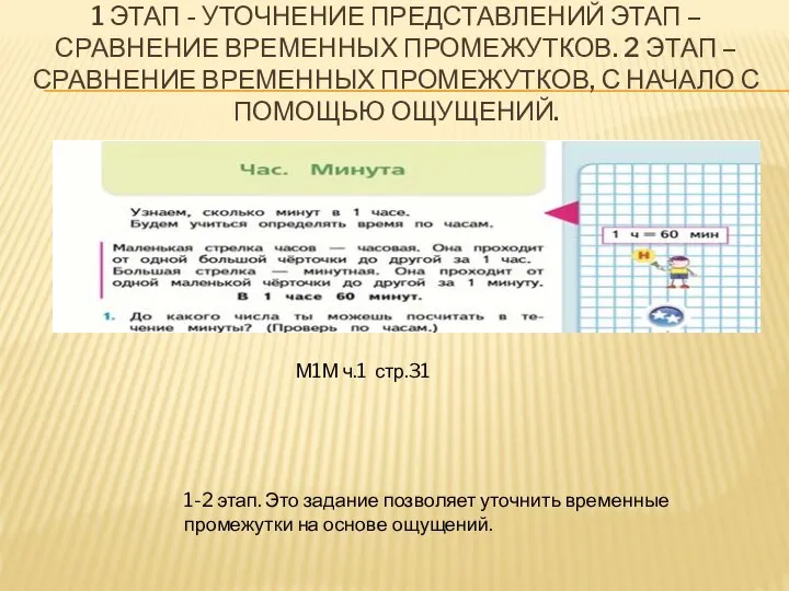 1 ЭТАП - УТОЧНЕНИЕ ПРЕДСТАВЛЕНИЙ ЭТАП – СРАВНЕНИЕ ВРЕМЕННЫХ ПРОМЕЖУТКОВ. 2