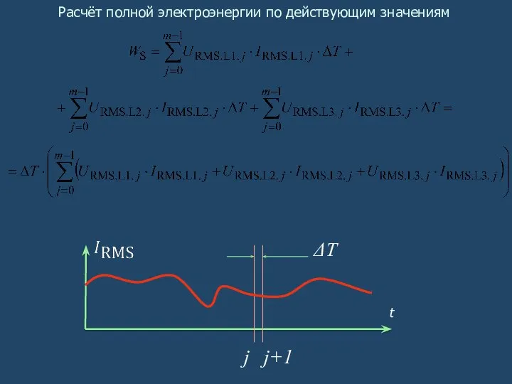 Расчёт полной электроэнергии по действующим значениям t j j+1 ΔT