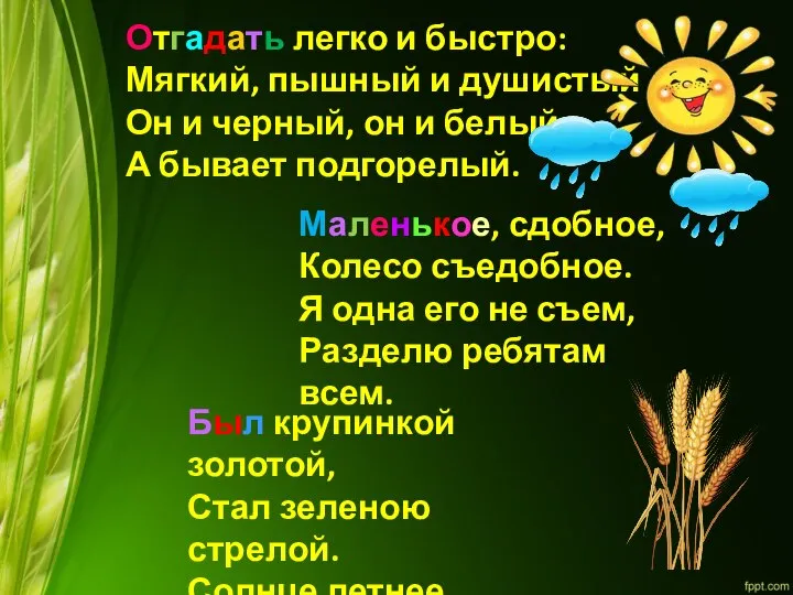 Отгадать легко и быстро: Мягкий, пышный и душистый Он и черный,