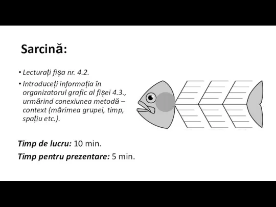 Sarcină: Lecturați fișa nr. 4.2. Introduceți informația în organizatorul grafic al