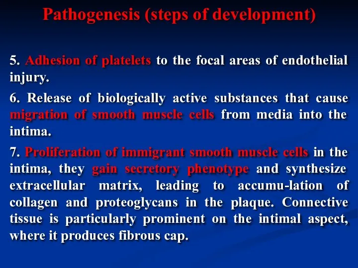 5. Adhesion of platelets to the focal areas of endothelial injury.