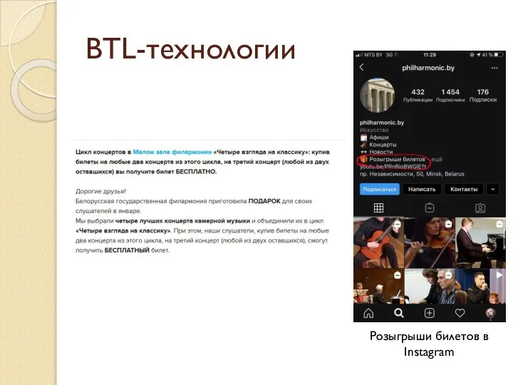 BTL-технологии Розыгрыши билетов в Instagram