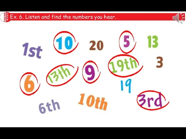 Ex. 6. Listen and find the numbers you hear.