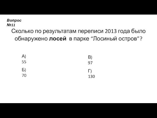 Сколько по результатам переписи 2013 года было обнаружено лосей в парке