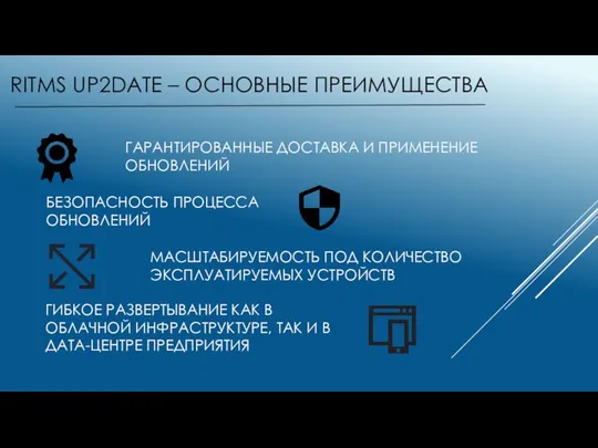 RITMS UP2DATE – ОСНОВНЫЕ ПРЕИМУЩЕСТВА ГАРАНТИРОВАННЫЕ ДОСТАВКА И ПРИМЕНЕНИЕ ОБНОВЛЕНИЙ БЕЗОПАСНОСТЬ