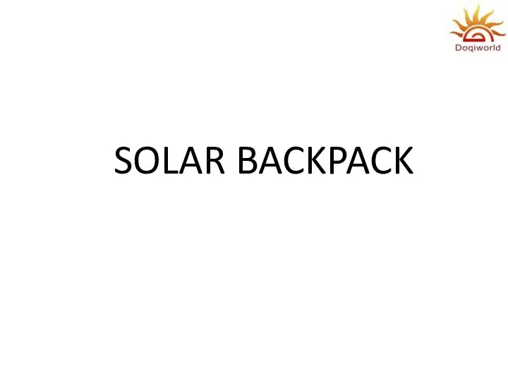 SOLAR BACKPACK