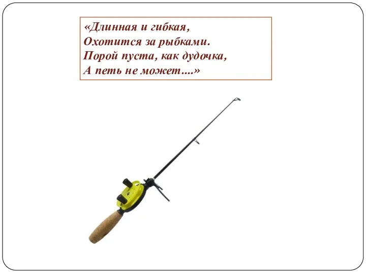 «Длинная и гибкая, Охотится за рыбками. Порой пуста, как дудочка, А петь не может….»