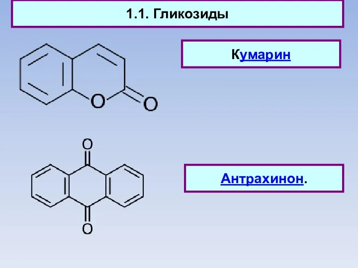 1.1. Гликозиды Кумарин Антрахинон.