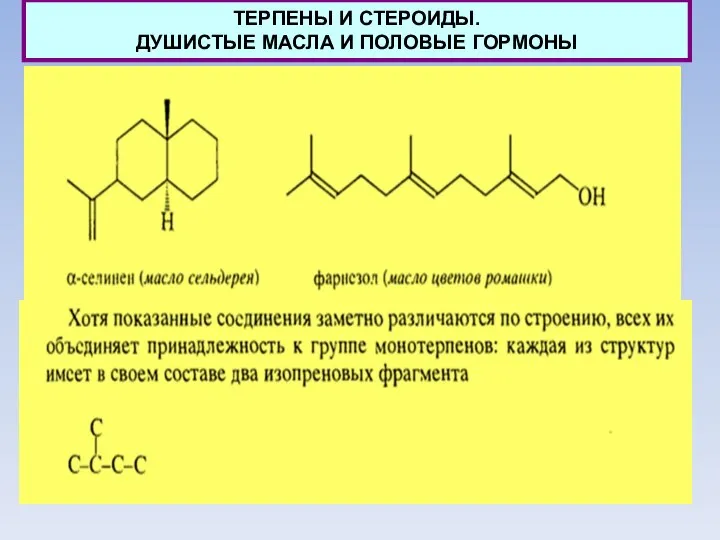 ТЕРПЕНЫ И СТЕРОИДЫ. ДУШИСТЫЕ МАСЛА И ПОЛОВЫЕ ГОРМОНЫ