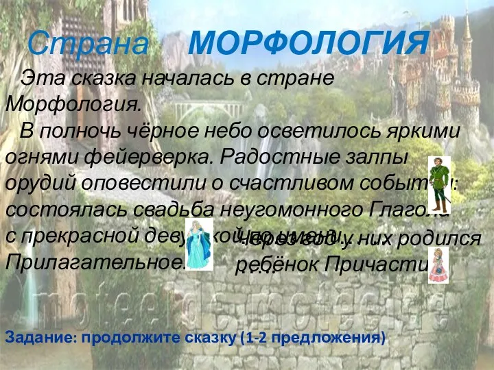 Страна МОРФОЛОГИЯ Страна МОРФОЛОГИЯ Эта сказка началась в стране Морфология. В