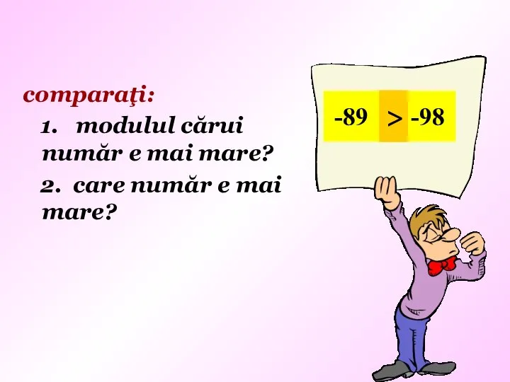 comparaţi: 1. modulul cărui număr e mai mare? 2. care număr